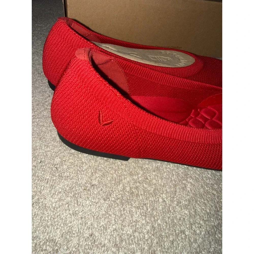 VIVAIA Claire Round Toe Ballet Flats Red Women's Knit Comfort  EU/40.5 US/9-9.5